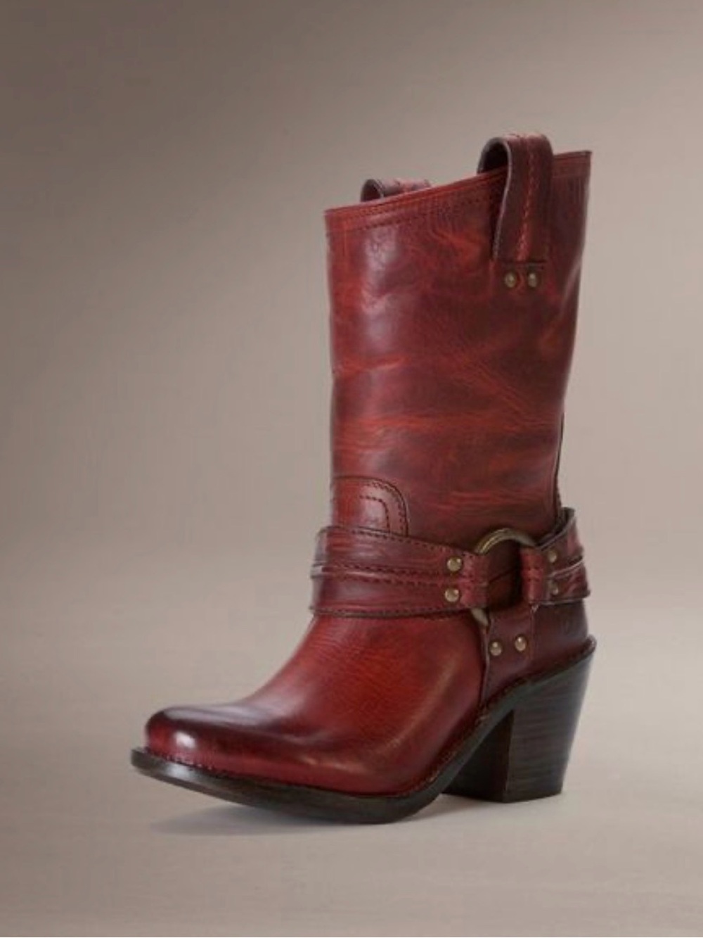Frye Carmen Harness Short Boots Burnt Red 8M NWT